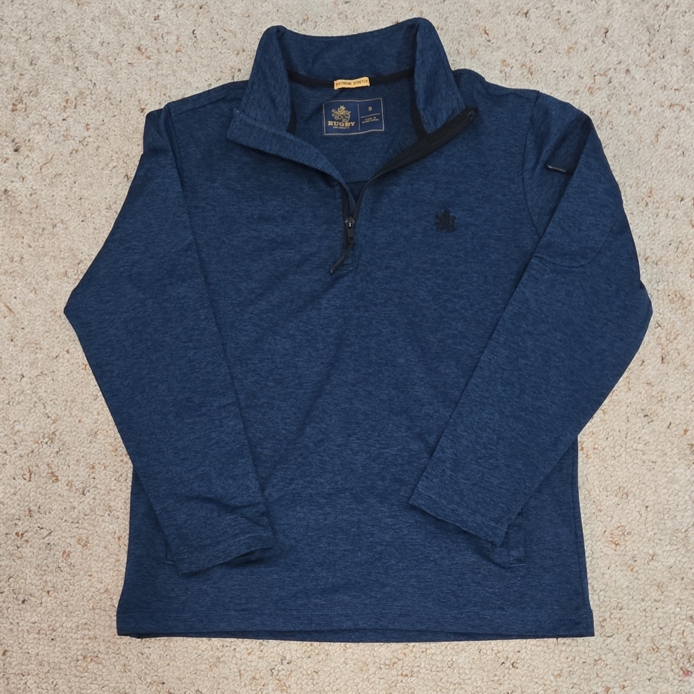 Rugby University Marled Blue & Black Extreme Stretch Quarter Zip Athletic Wear